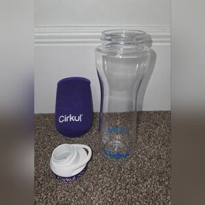 Cirkul Clear and Purple Water Bottle with Sleeve